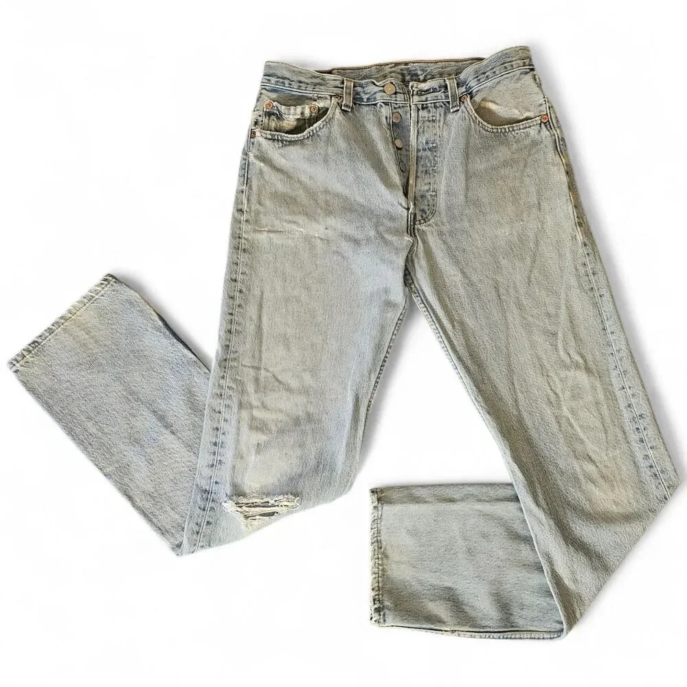 Vintage 90's Levi’s 501-0193 Light Wash Denim Jeans‎ button fly - Made in USA 96